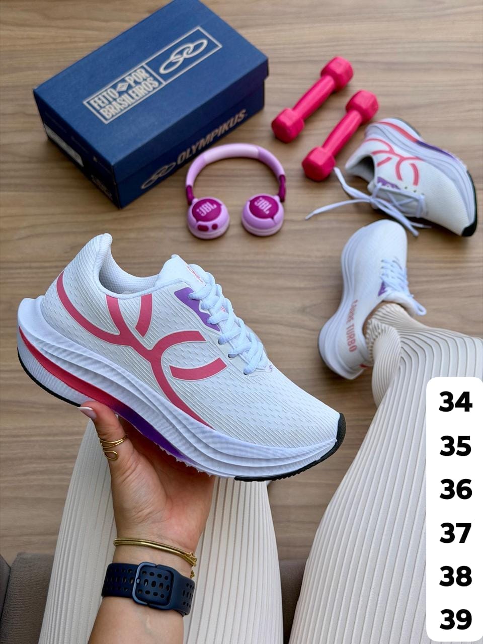Corre Turbo Berry na cor Branco, Pink e Roxo